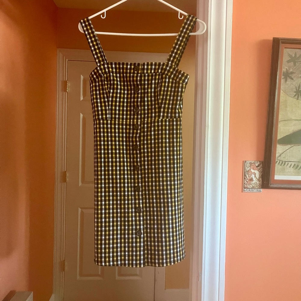 Hollister Black and White Sleeveless Square Neck Mini Dress